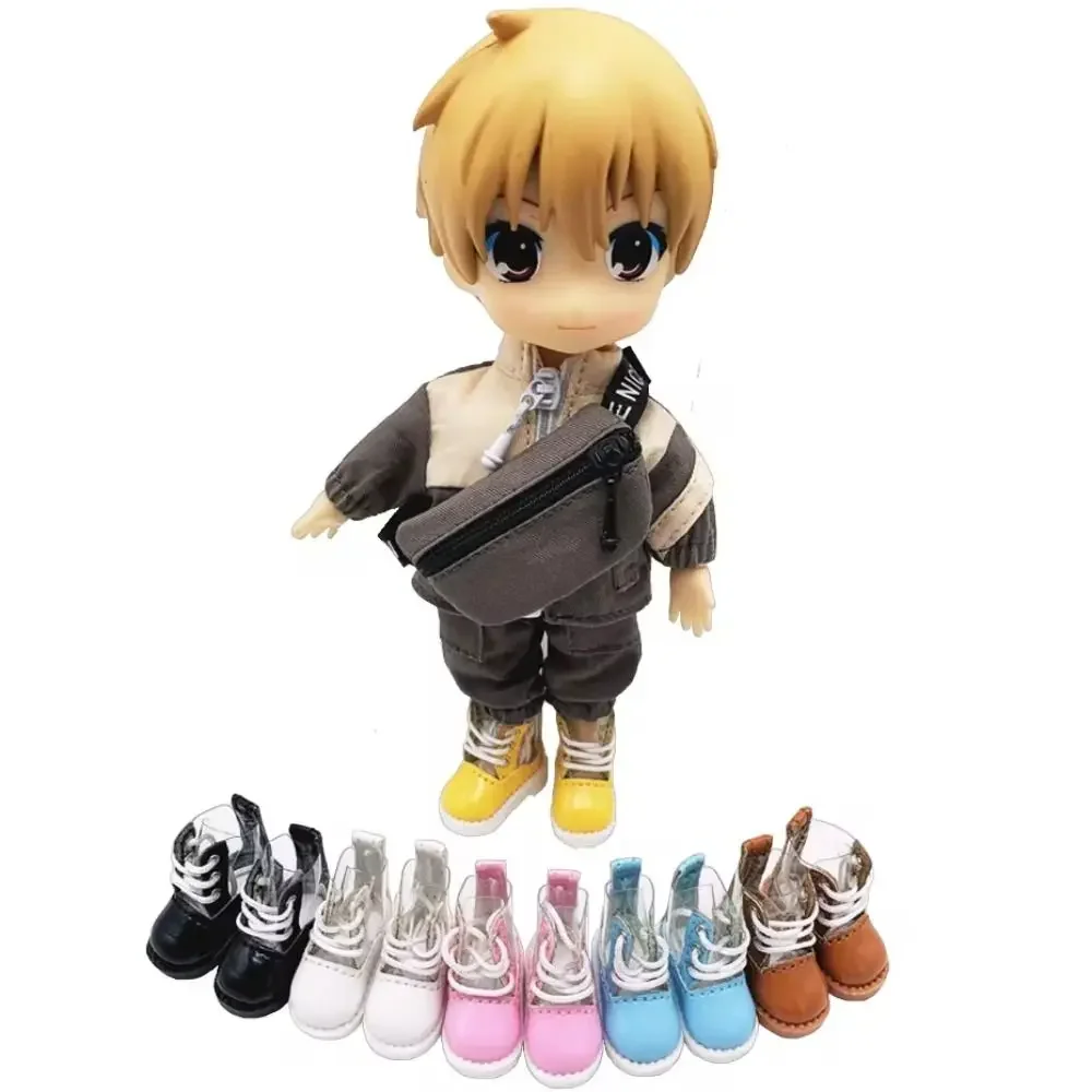 Lace-up Transparent Doll Boots PU Leather Cartoon 1/12 Bjd Doll Shoes Cute Fashion Ob11 Rain Boots Baby Accessories