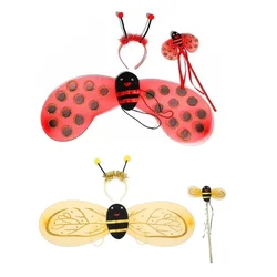 3pcs Dress up Clothes for Little Girls Princess Fairy Costume Set with Wing Headband Wand for Kids Perfect Novelty Gift