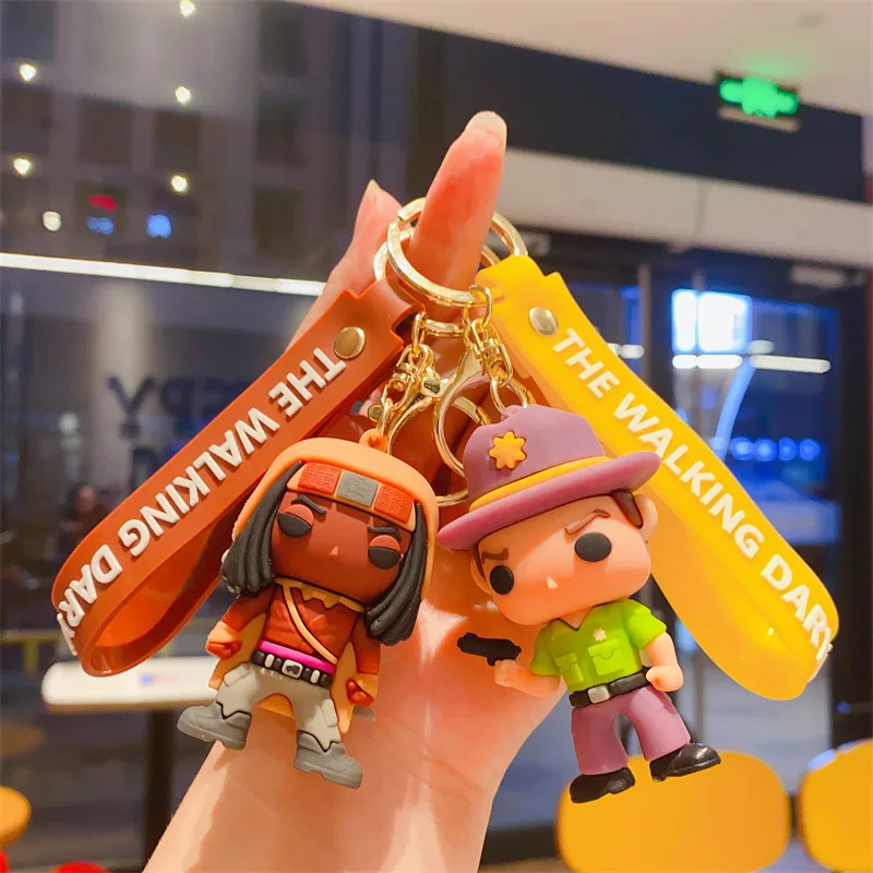 Cross-Border Hot Walking Dead Keychain Car Key Chain Men's and Women's Handbags Hanging Ornaments Baby Catching Machine Doll Gif