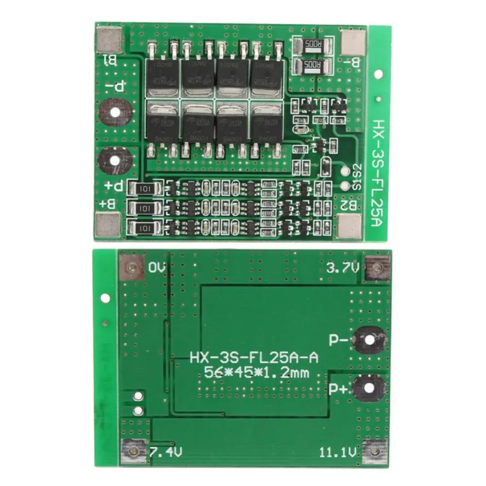 Placa de protección de carga de batería de litio 3S, 12V, 25A, 18650, equilibrador de batería 18650, célula ecualizadora para herramientas eléctricas