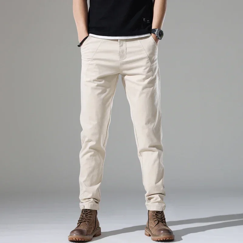 Men Casual Pants Slim Fit Stretch Spring And Autumn New Arrivals Fashion Button Desinger Men\'s Clothing Streetwear Male Trousers