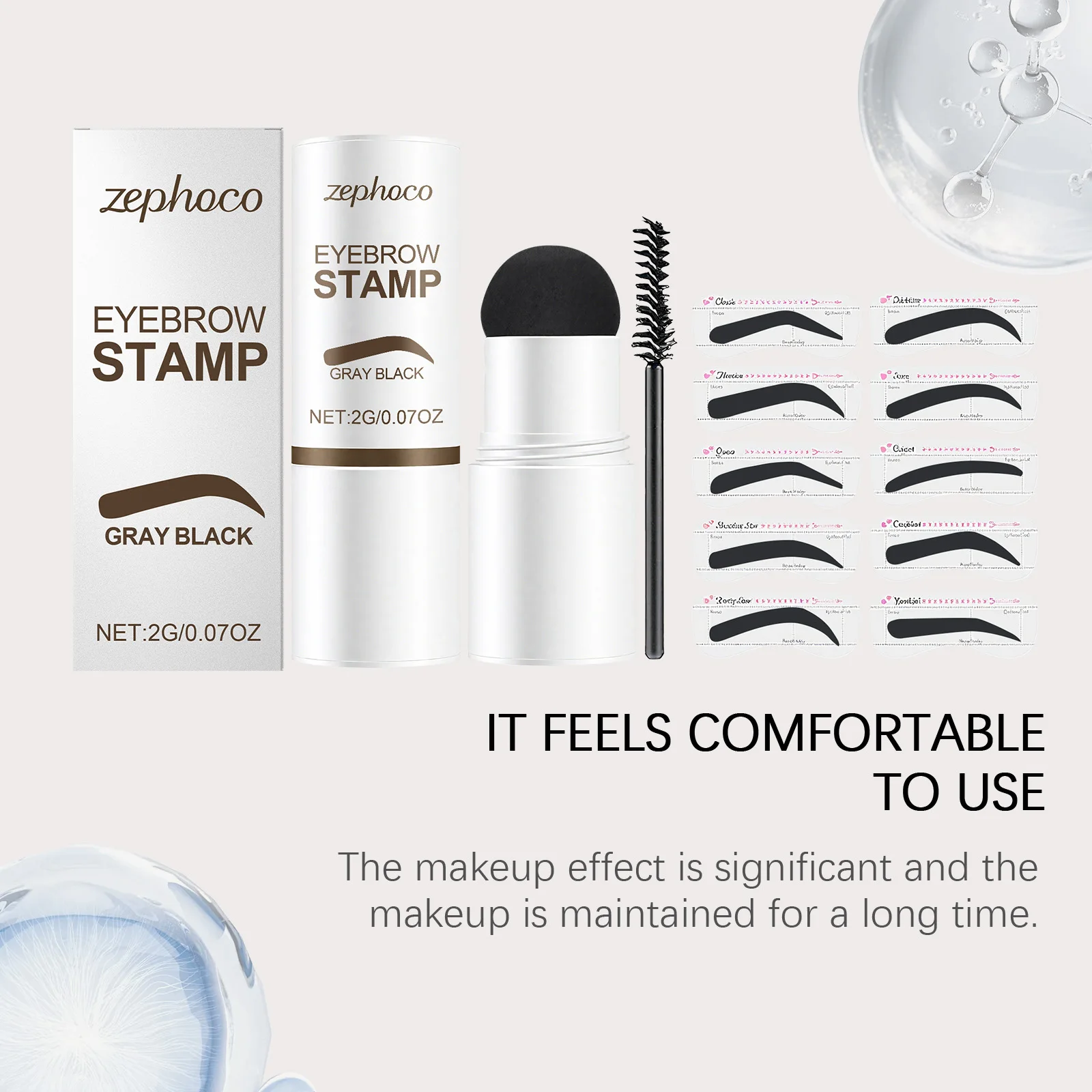 Eyebrow Stamp Kit Gray Black Waterproof Long Lasting Natural Look Perfect Brows Easy for Beginners with Stencil Powder Brush