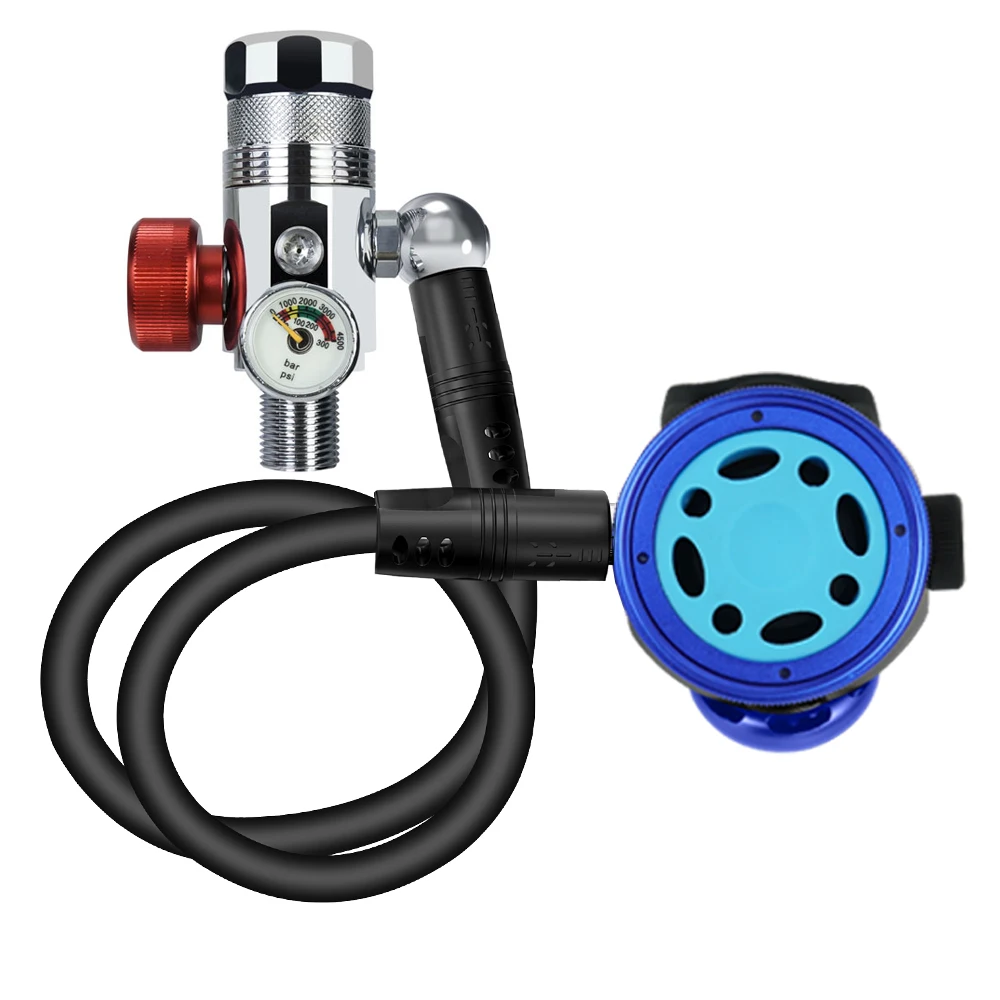 

THAISTONE M18*1.5 Scuba Tank Brass First-Stage Regulator with Pressure Gauge and Al-alloy Second-Stage Regulator