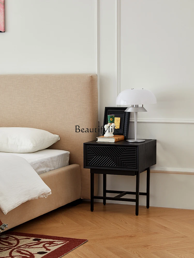 

Mild Luxury Retro Bedside Table Small Apartment Home Bedroom Storage Post-Modern Simple Cabinet