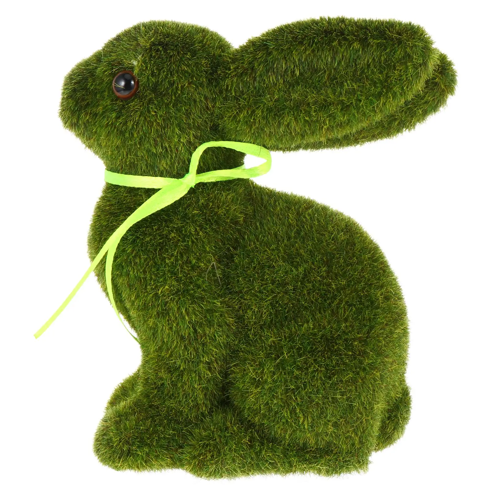 Easter Moss Rabbit Statue Adorable Artificial Turf Grass Bunny Flocked Rabbit Easter Party Decor Fairy Gardens Rabbit ornaments