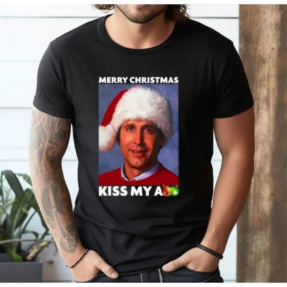 

Мужская футболка с Рождественскими каникулами Merry Kiss, хлопковые топы высокого качества, хипстерские хипстерские топы с короткими рукавами, эстетичная одежда в стиле Харадзюку, уличная одежда