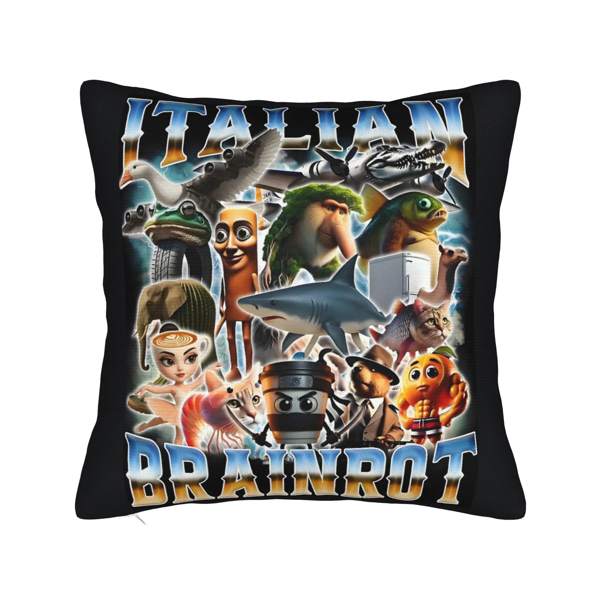 Brainrot Meme Pillow Case 40x40cm Home Decoration Funny Chaos  Modern Cushion Cover Car Pillowcase