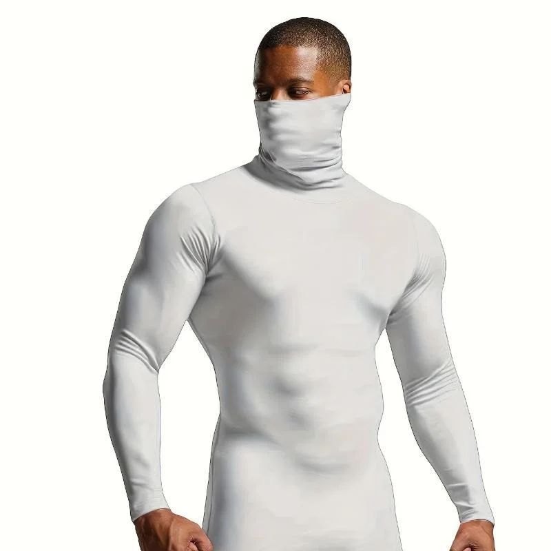 Winter Thermal Underwear Men's High Neck Solid Color Underwear Male Warm High Neck Pullover Long Sleeved Top Clothes