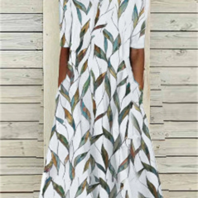 Abito lungo con stampa digitale Donna 2025 Primavera Estate Vestibilità ampia Casual Manica lunga Abito oversize stile Boho colorato