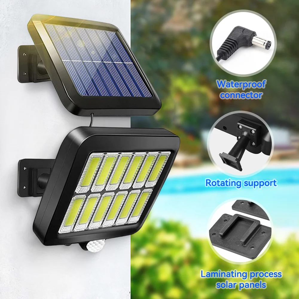 

Солнечный датчик движения, охранный свет, 3 режима, 12 светодиодов, разделенный дизайн с кабелем длиной 5 м, частота преобразования 17%, водонепроницаемый, для улицы, для дорожки