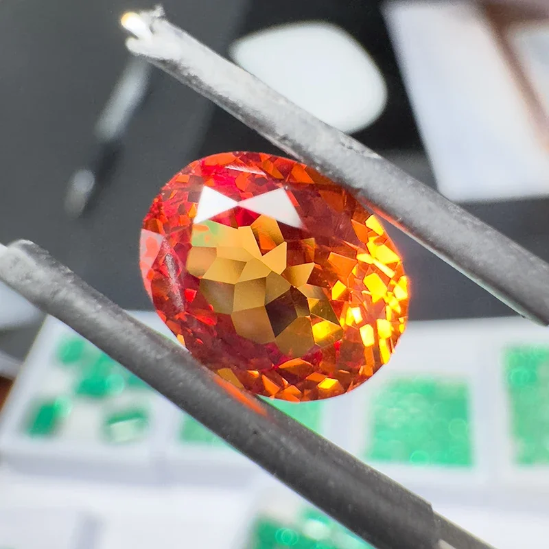 Lab Grown Sapphire Orange Color Oval Cut Najwyższej jakości koraliki z kamieni szlachetnych do wyrobu biżuterii Certyfikat AGL do wyboru