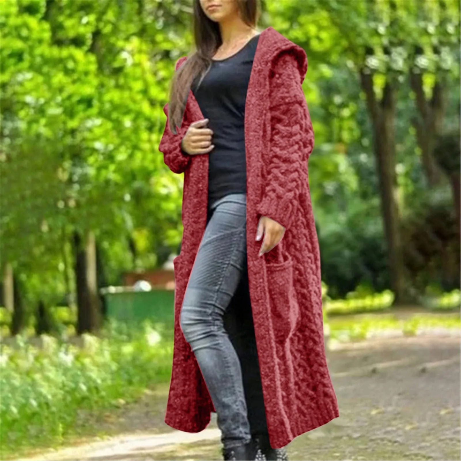 Women Sweater Korean Long Cardigans Autumn Winter 2023 Knitted Jackets Loose Oversized Full Sleeve Casual Hooded Coats Basic Top