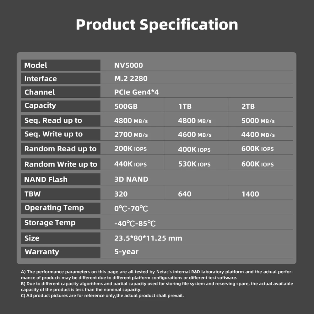 Top Netac NVMe SSD 500GB 1TB 2TB SSD M2 PCIe 4.0 x4 NVMe M.2 SSD Disk Hard Drive Internal Solid State Drives for ps5 pc