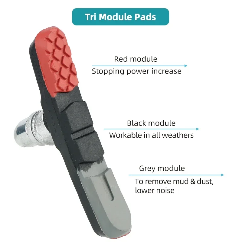 Robust Hard Wearing Rubber Blocks for MTB Linear Pull V Clamp Braking 70mm V-brake Pads for Metal Rim Wet Dry Conditions