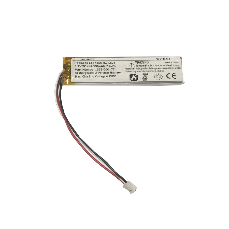 Compatible with Logitech MX KEYS YR0073 wireless keyboard battery 533-000177 3.7V 2000mAh