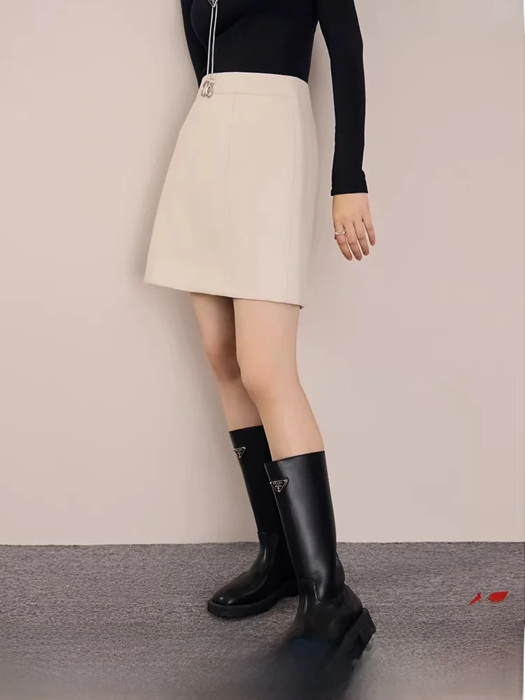 

Sli High Waist PU Leather Skirt for Women Spring New Faion Ci Commute A-Line Skirt Slimming Hip Covering