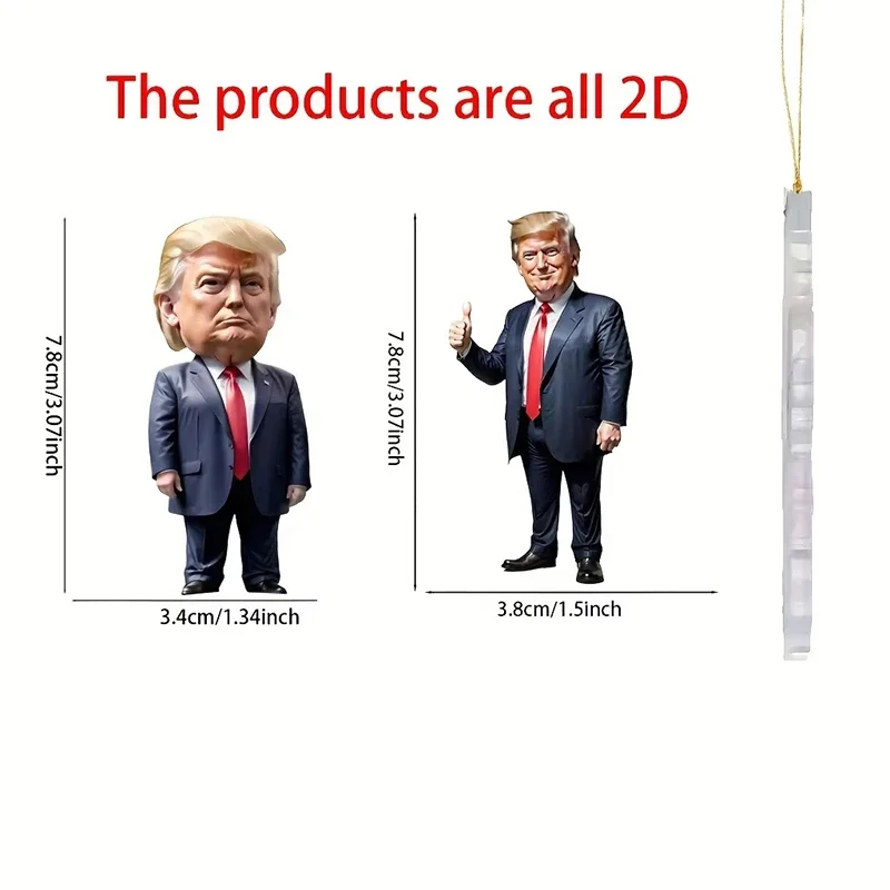 Car Cartoon Trump Pendant Decorative Ornament Acrylic Funny Cartoon Pendant For Christmas Tree Cars Holiday DIY Gift