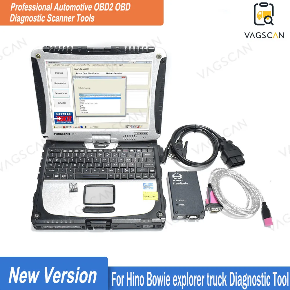 CF19 Laptop Truck Excavator diagnostic scanner for Hino Bowie diagnostic explorer diagnostic tool