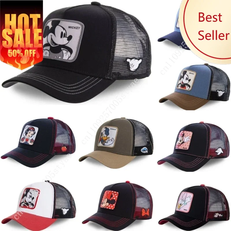 

High Quality Disney Styles Anime Cartoon Snapback Cotton Baseball Cap Men Women Hip Hop Dad Hat Trucker Mesh Hat Dropshipping