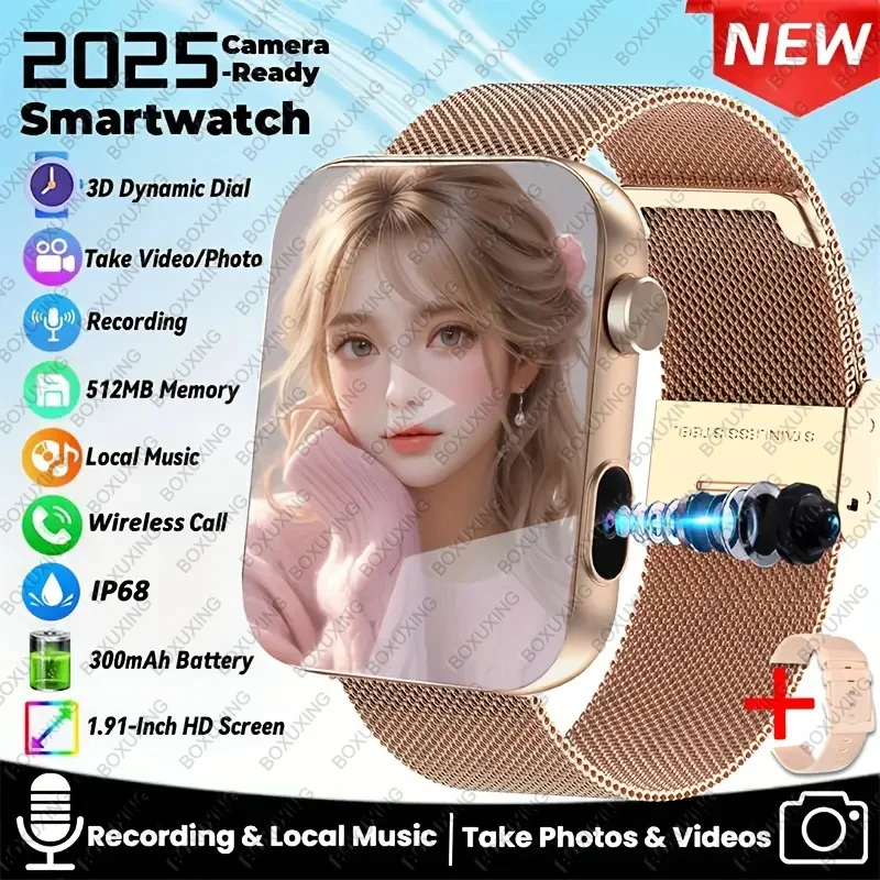 

2025New Smart Watch Women Men Camera Take Photo Record Video Heart rate Sports Fitness Waterproof Bluetooth Call For Android iOS