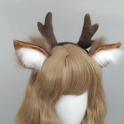 Halloween Antler Horn Hairband Women Deer Ear Headband Girls Cute Lolita Anime Masquerade Cosplay Hair Accessories Party Costume