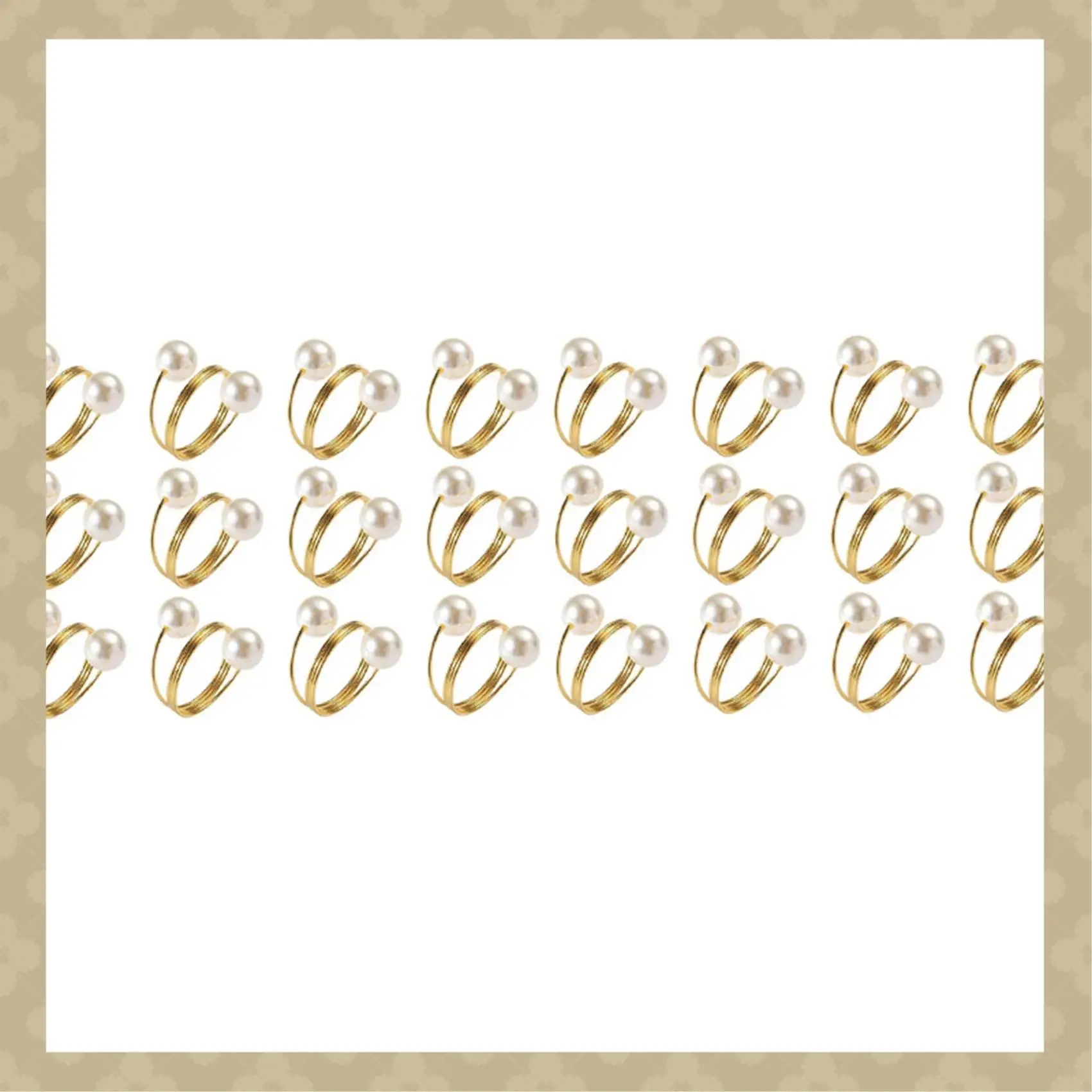 

AB45 24 Pcs Double-Pearl Napkin Rings, Napkin Holders, Serviette Buckle For Wedding Reception, Festivals, Banquet
