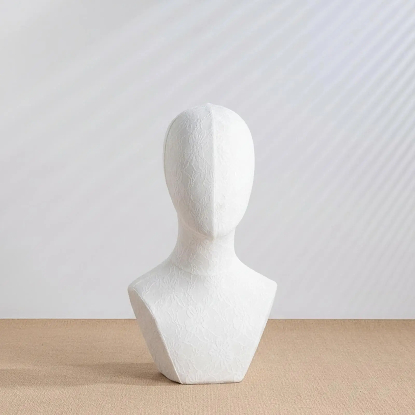 Adult Mannequin Bust for Hat Display with Long Neck and Polygonal Base for Wig and Hairpiece Show