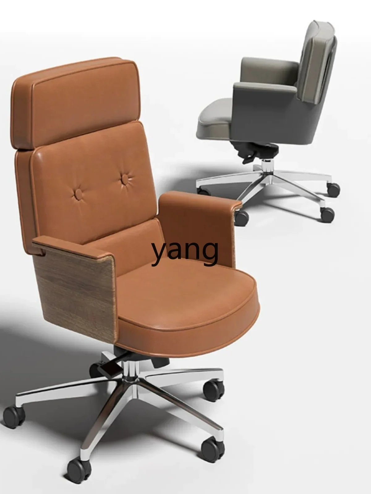 

LH Leather Office Computer Chair High Back Mild Luxury Retro Leather Swivel Chair