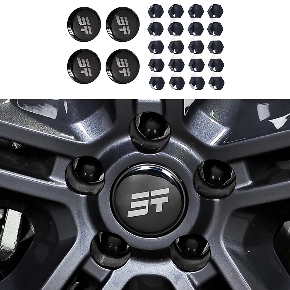 Car Stainless Steel Wheel Caps Center Caps For Chery Jetour Traveller T2 2023 2024 ABS Glossy Black Wheel Hub Screw Cap ﻿