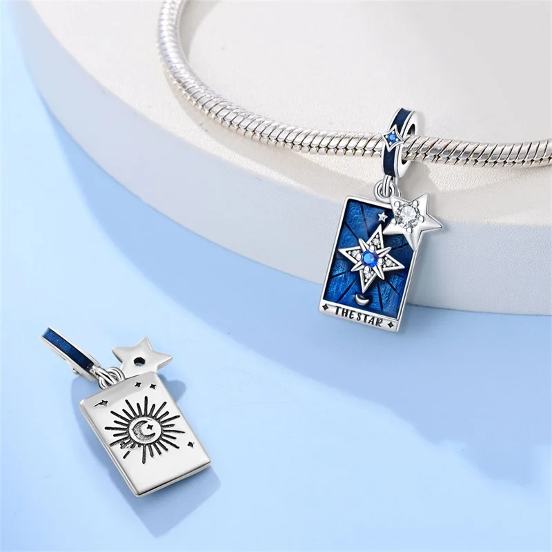 Hot Sale 925 Silver Stars Moon Sun Lovers  Magic Tarot Charms Beads Fit Pandora 925 Original Bracelets DIY Birthday Jewelry Gift