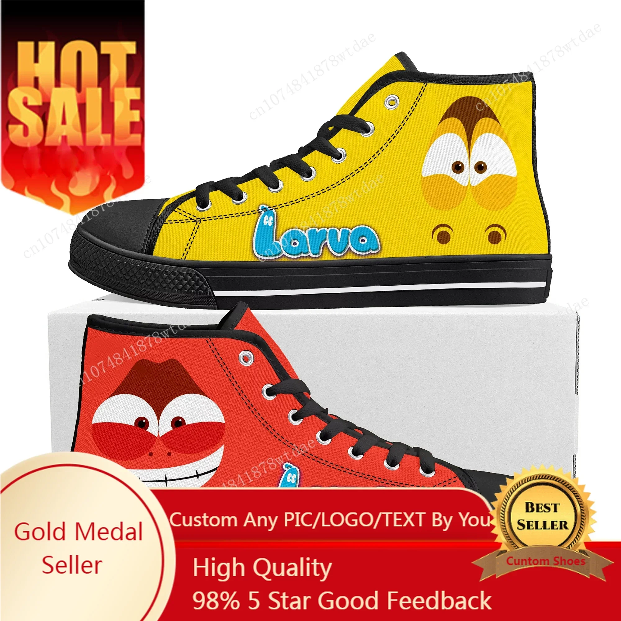 

Larva High Top Sneakers Mens Womens Teenager High Quality Canvas Sneaker Anime Cartoon Manga Comics Casual Custom Made Shoes