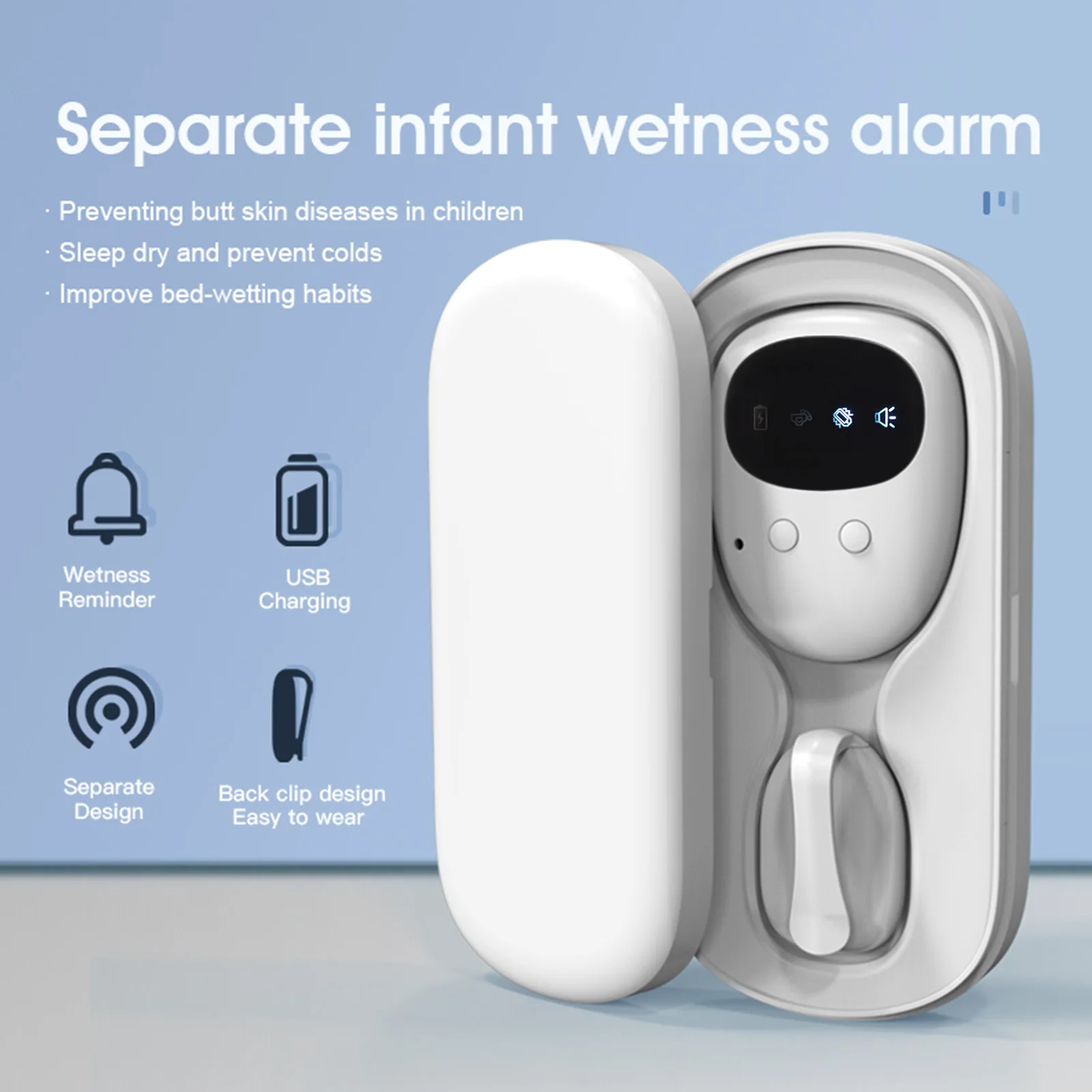 

Wireless urine and enuresis alarm the elderly trainer to remind the baby and child bedwetting reminder