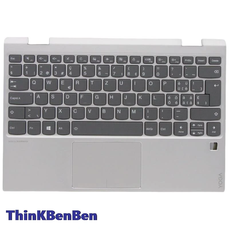 SWS Swiss Keyboard Platinum Upper Case Palmrest Shell Cover For Lenovo Ideapad Yoga 720 12 12IKB Laptop 5CB0Q12164