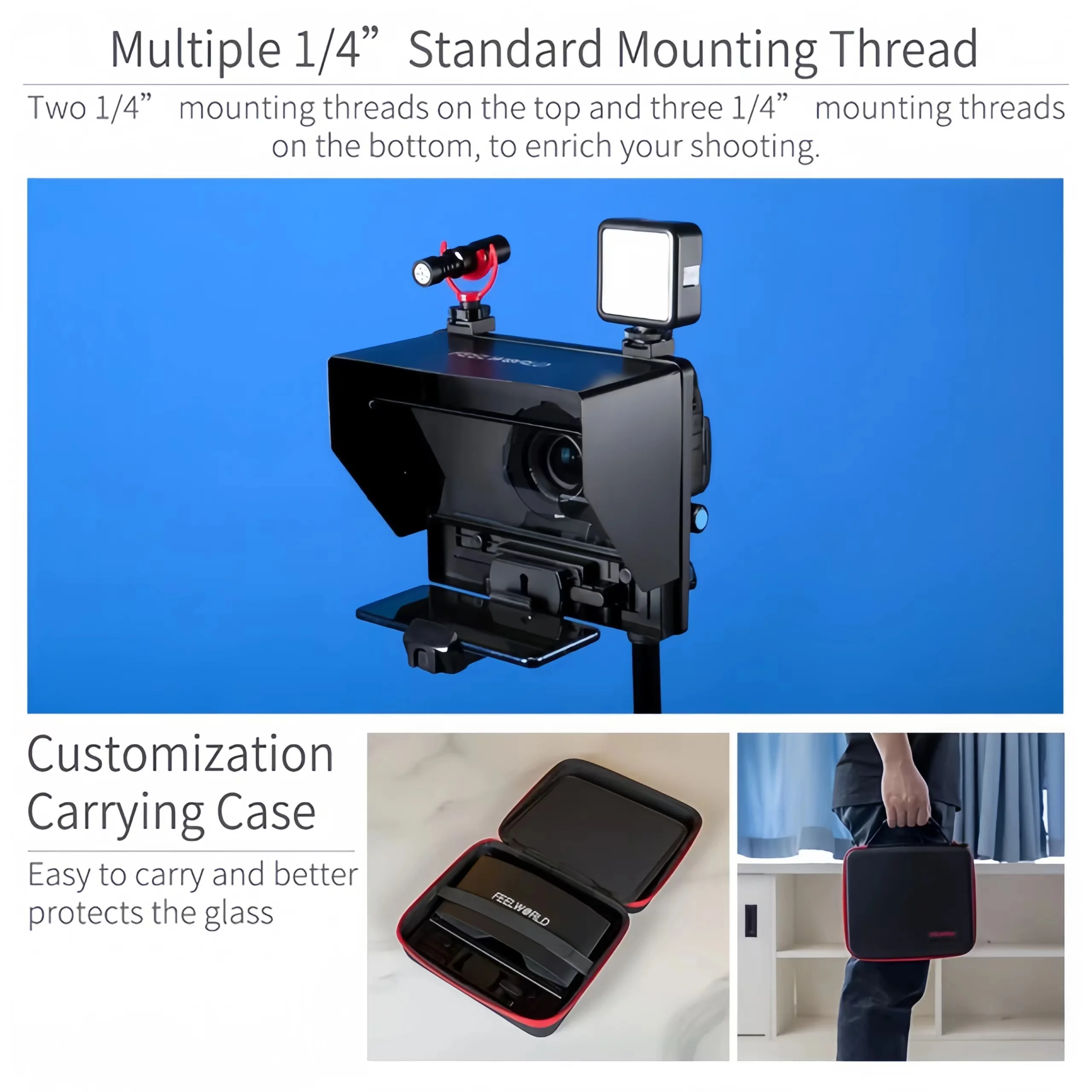 FEELWORLD TP16 16-inch Folding Teleprompter Supports Up to 16