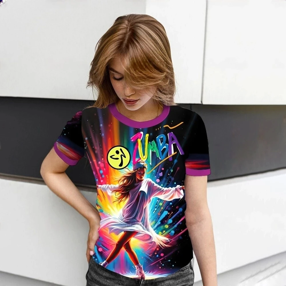 Fashionable summer printed women's short sleeved sports casual quick drying women's short sleeved street fashion Harajuku women' image 6