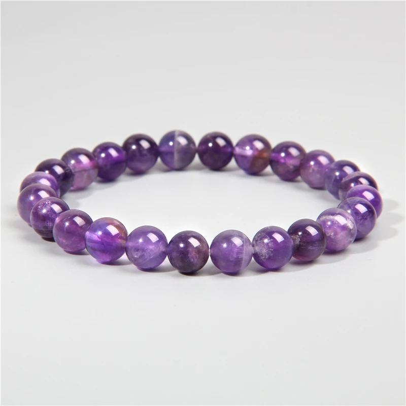 Fashion Natural Green Prehnites Stone Beads Bracelet Handmade Women Men Round Amethysts Stone Beaded Charm Bracelet Jewelry Gift