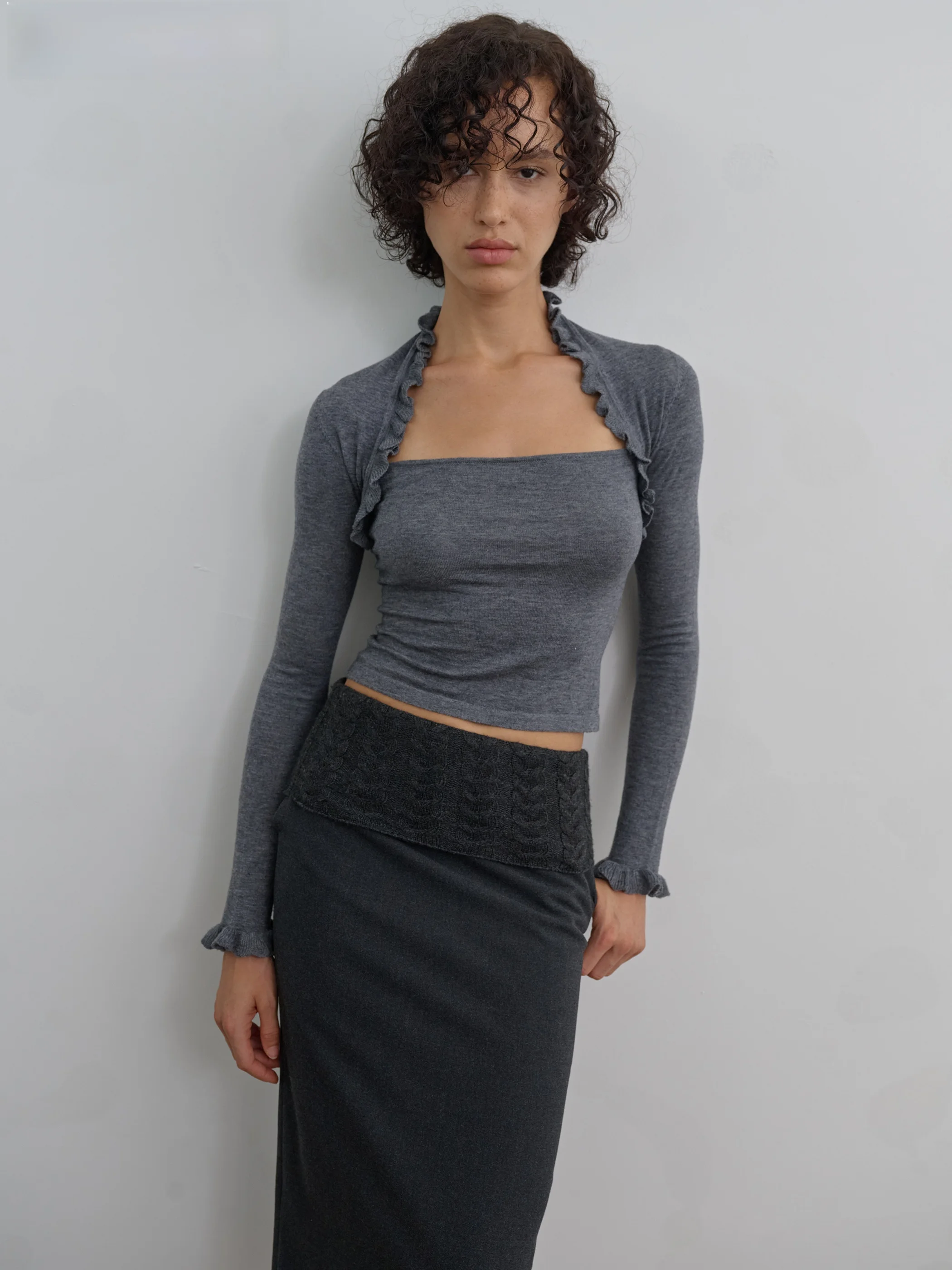 

Универсальный базовый топ Introutro из шерсти с кружевной отделкой, имитация двухслойного дизайна, с открытыми плечами, для повседневной носки