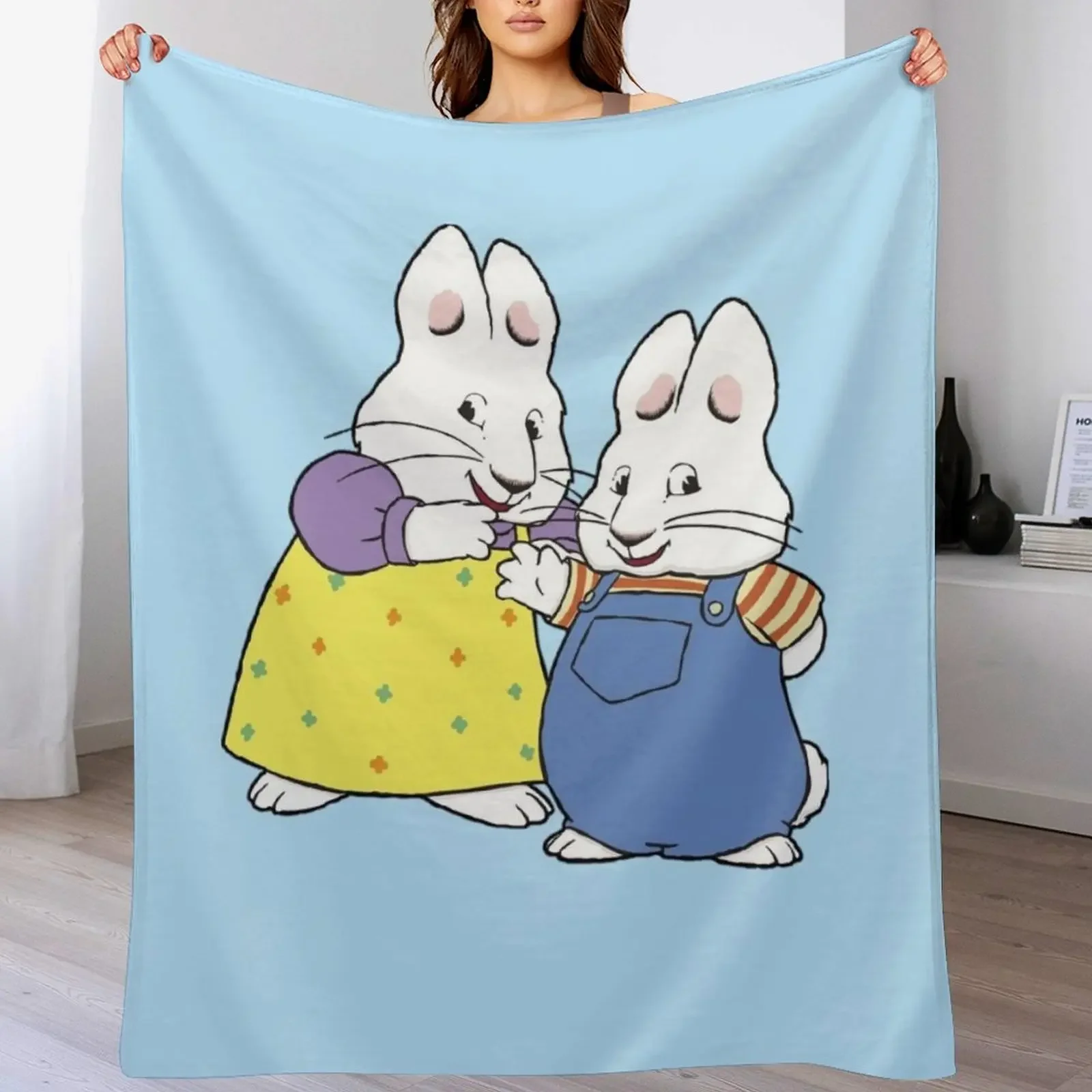 

Max and ruby bunny Throw Blanket Soft Solid Color Blanket for Couch Bed