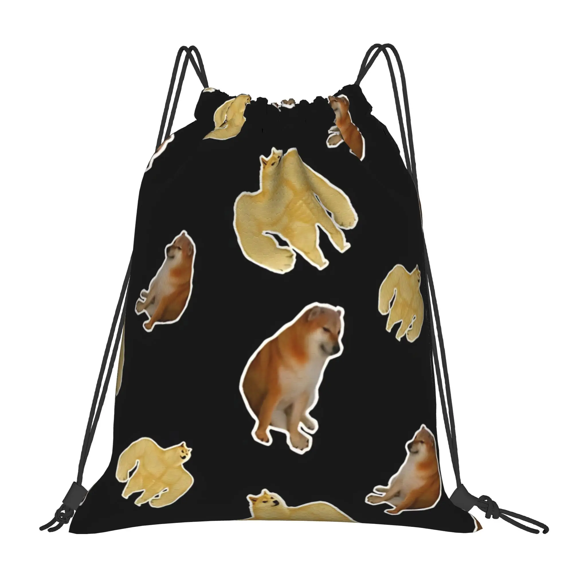 Dog meme Collage Portable Travel Riding Gym Drawstring Storage Sporty Backpacks