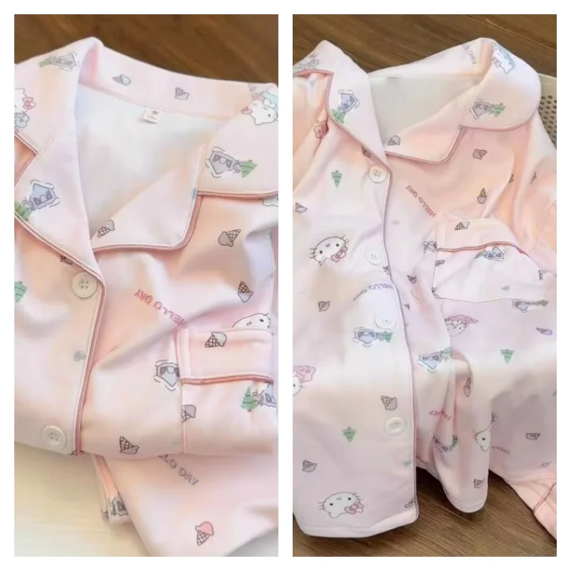 

Женский пижамный комплект Hello Kitty, розовый, из вельвета, теплый, для осени и зимы, милый домашний костюм для девочек, кавайная мультяшная одежда для сна Sanrio