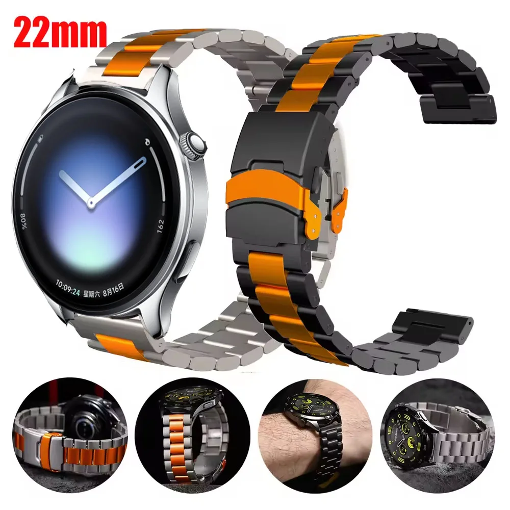 Bracelet de luxe en acier inoxydable, 22mm, pour Xiaomi Watch 5/S4 Sport/S3/S2/S1 Pro/Active, en métal, Correa pour Xiaomi Watch 2 Pro