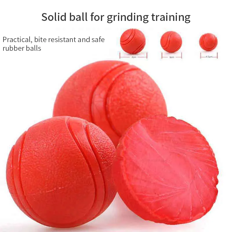 Dog Toy Rubber Ball Bite-resistant Ball Toy for Dogs Puppy Teddy Pitbull Red Color Solid Ball S-L Pet Supplies