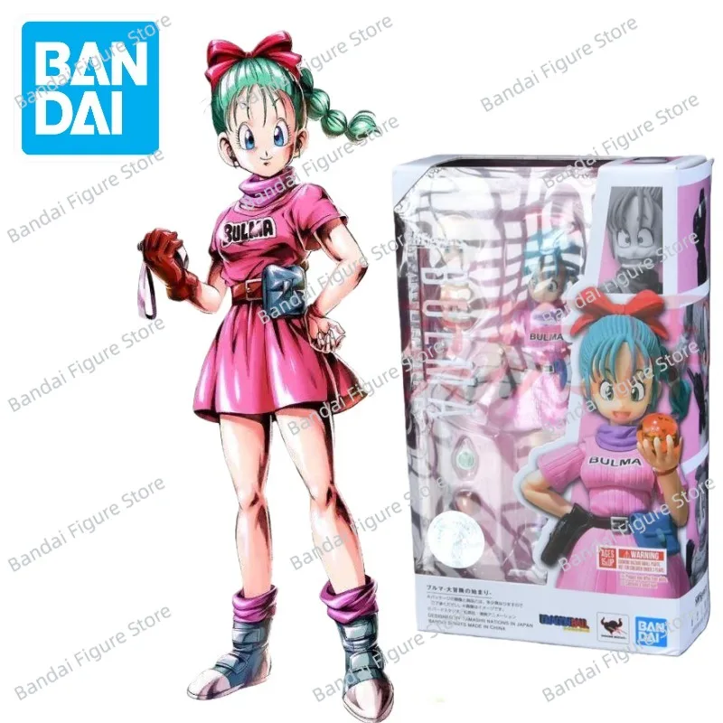 

In Stock Bandai SHF Dragon Ball Bulma Adventure Begins Action Figure Collection Desktop 13cm Anime Movable Figurine Model Toys