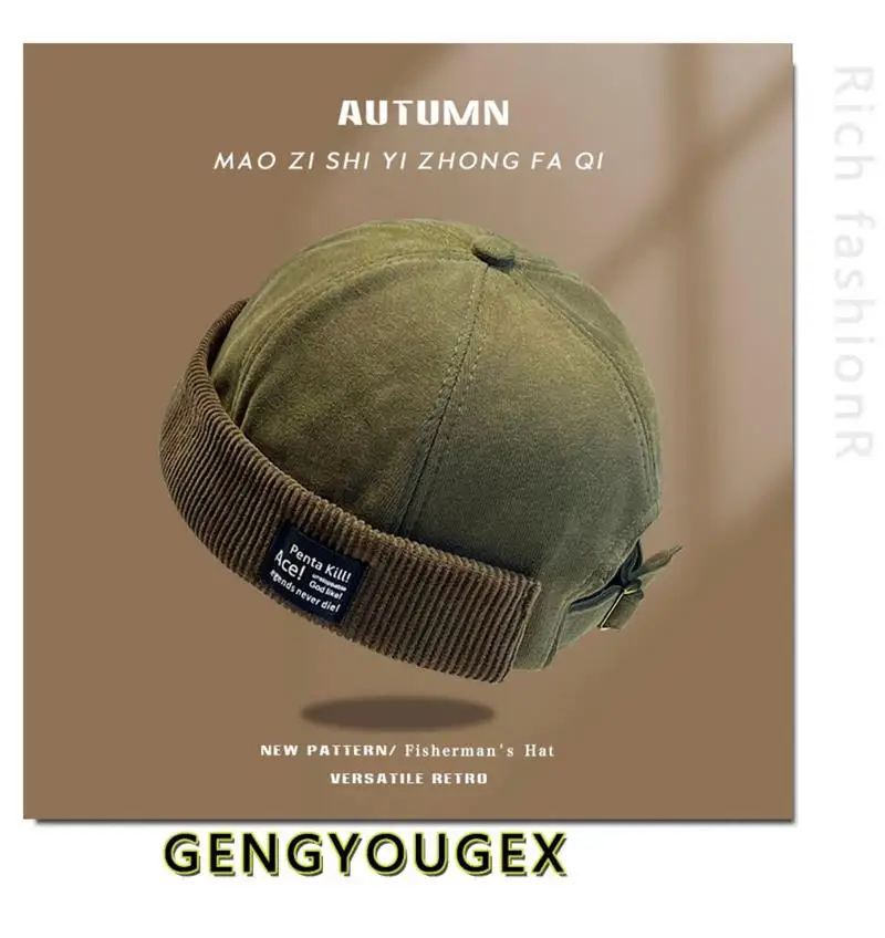 Y2K Vintage Beanie Mütze ohne Visier Docker Brimless Hüte Retro Dome Cord für Männer Frauen Hip Hop Streetwear Winter Herbst Cap – Detail 12