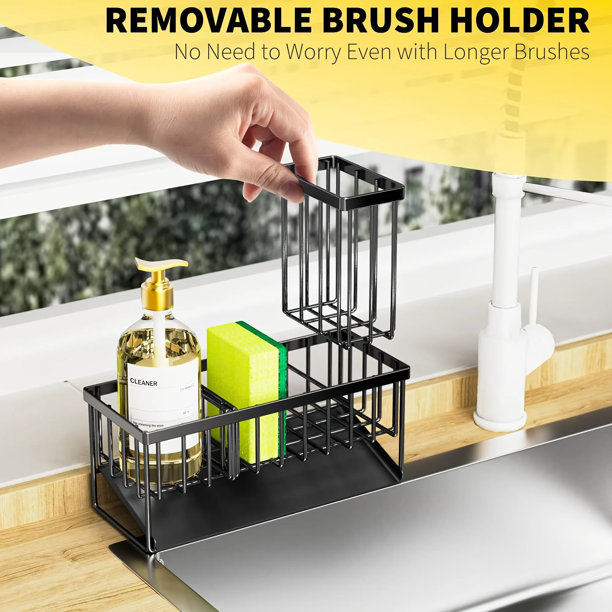 Self-draining Sink Shelf Stainless Steel Kitchen Sink Caddy Drain Rack Soap Sponge Holder Drainer for Kitchen Sink Organizer