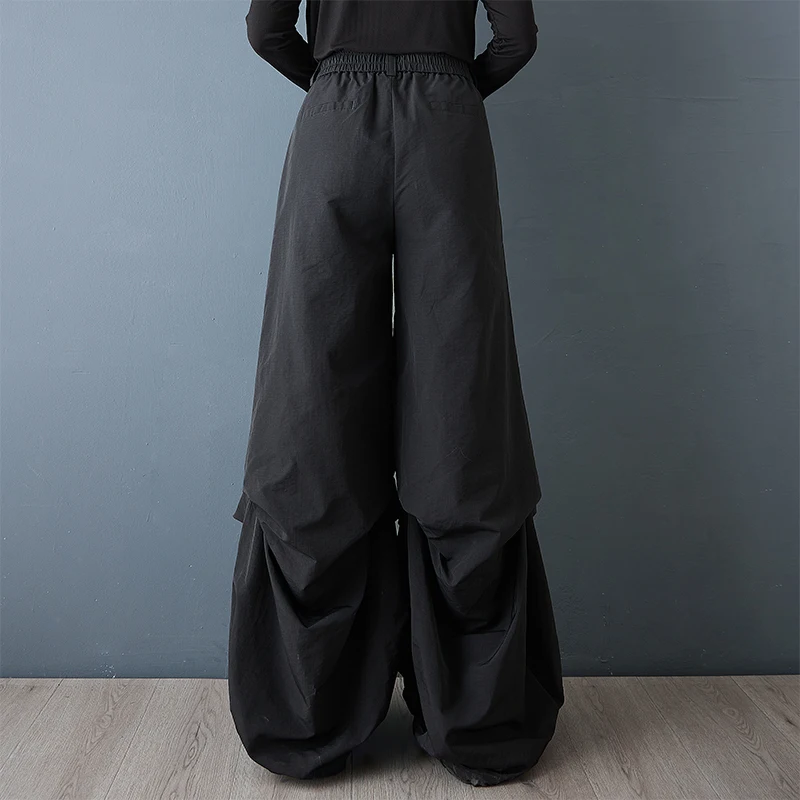 Pantalon de soldat plié Bla, décontracté, rétro, taille haute, jambes larges, effet amincissant, nouvelle collection printemps