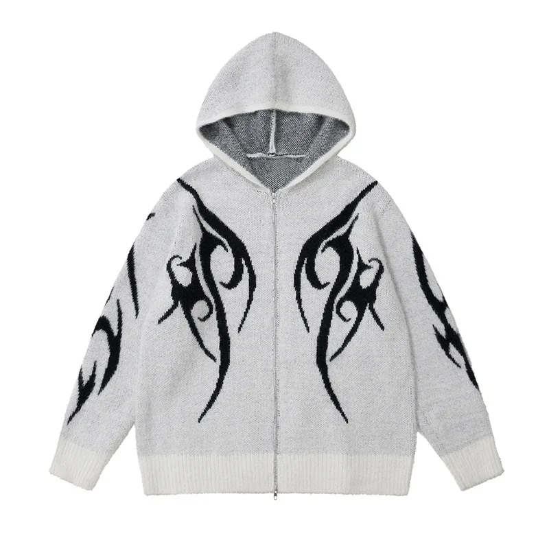 2025 autumn and winter knitted hooded sports sweater European and American dark jacket autumn and winter sweater Y2K