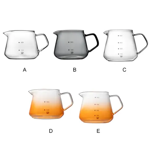 450ml/600ml 유리 커피 서버 재사용 가능한 음료 스케일로 드립 위에 부어 홈 호텔 피크닉 캠프 냄비 액세서리 선물