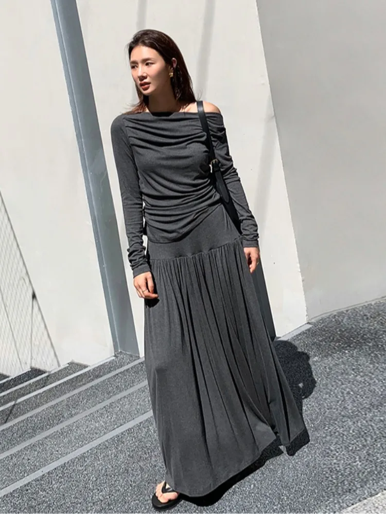 

Утягивающий комплект из двух предметов с высокой талией, женский корейский плиссированный модный топ и юбка, ансамбль