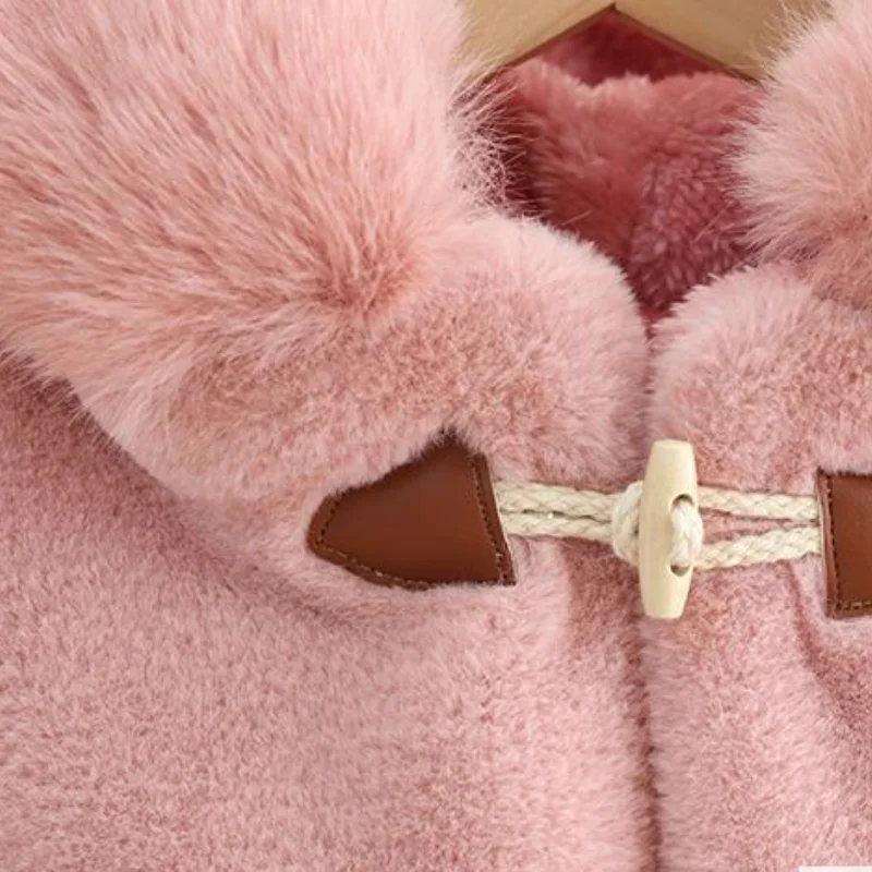 Baby Girl Cloak Faux Fur Winter Infant Toddler Child Princess Hooded Cape Fur Collar Baby Outwear Top Warm Clothes 1-8Y